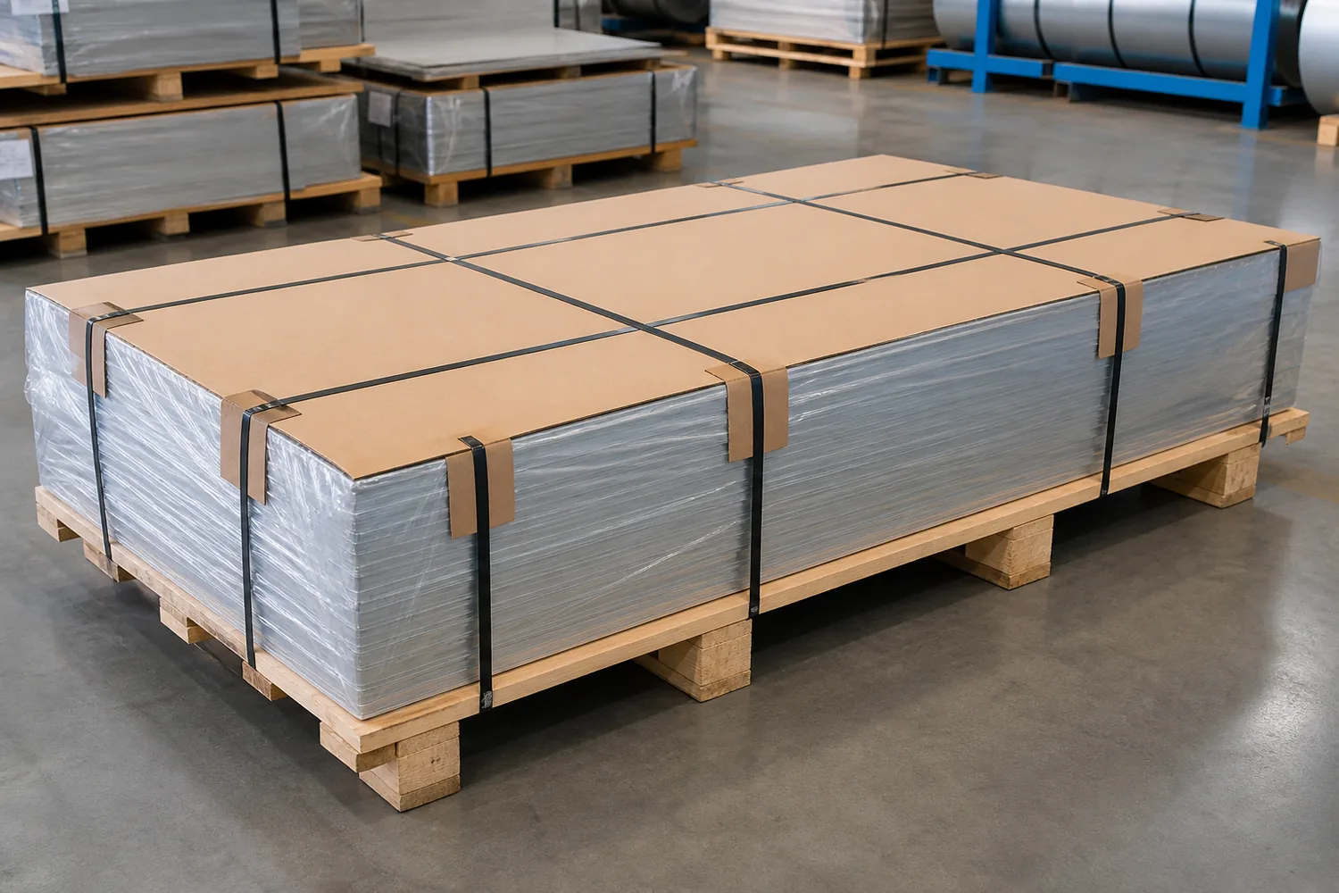 430 stainless steel sheet export packing with wooden pallet and steel strapping