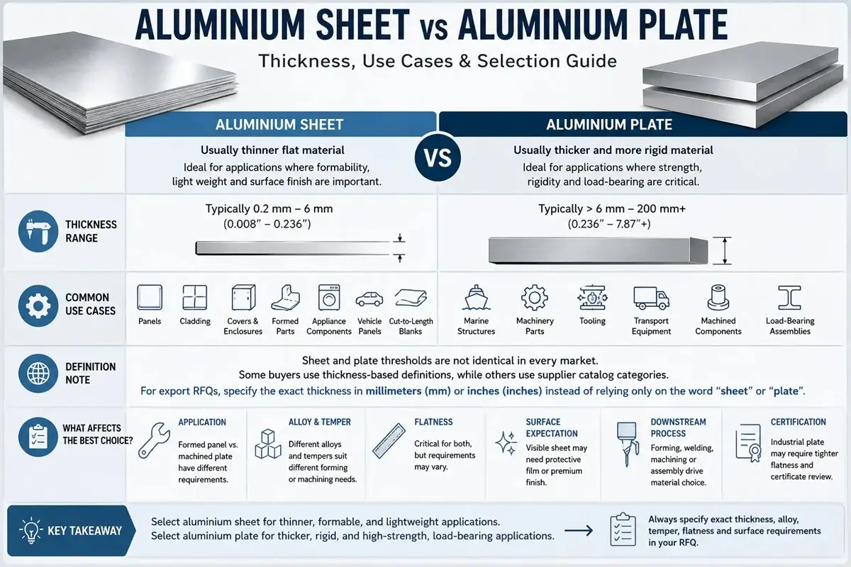 Comparison of aluminium sheet and aluminium plate thickness and use cases