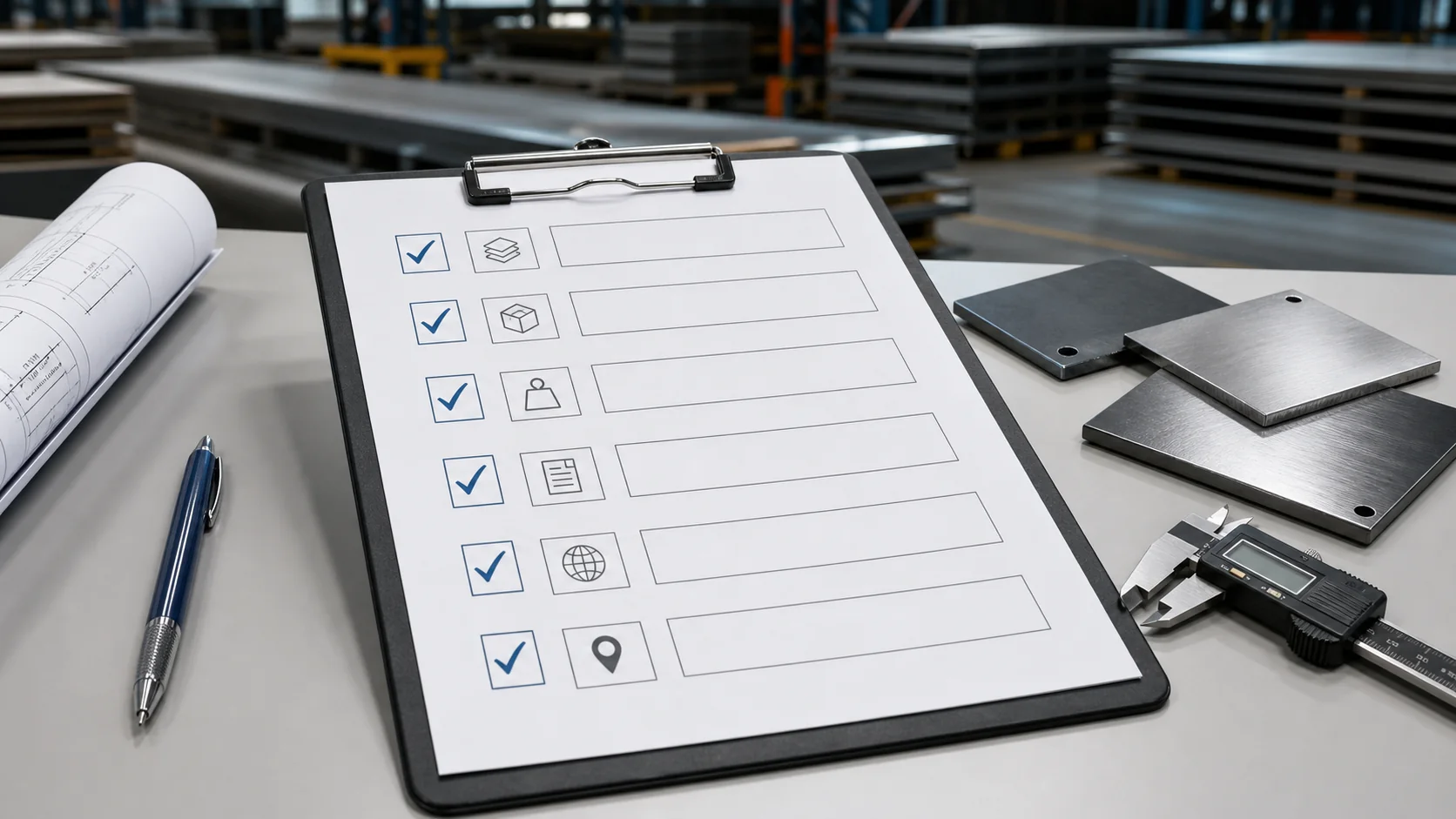 Steel RFQ checklist with grade size quantity MTC Incoterm and destination fields