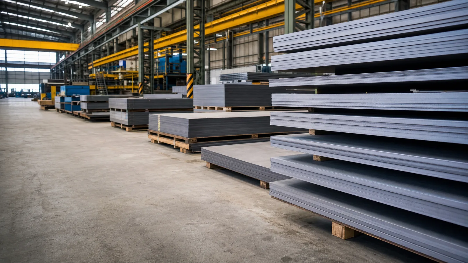 Stacked steel sheet blanks prepared for export from Turkey