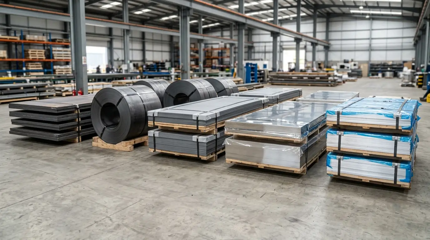 Flat steel product families including hot rolled, cold rolled, stainless and aluminium sheet, coil and plate